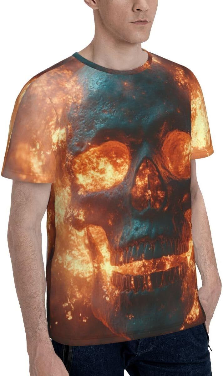 Mens T shirt Unisex Novelty Flame Skull 3D Pattern Printed T-Shirts Demon Skull Men Women Summer Casual Round Neck Tee Top tee Casual tops summer clot