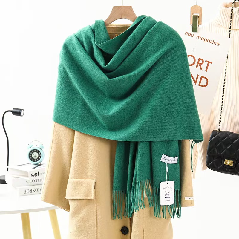 K102 Wool Cashmere Scarf Girls High-end Solid Color Scarf Versatile Thickened Winter Popular Imitation Cashmere Scarf Wholesale