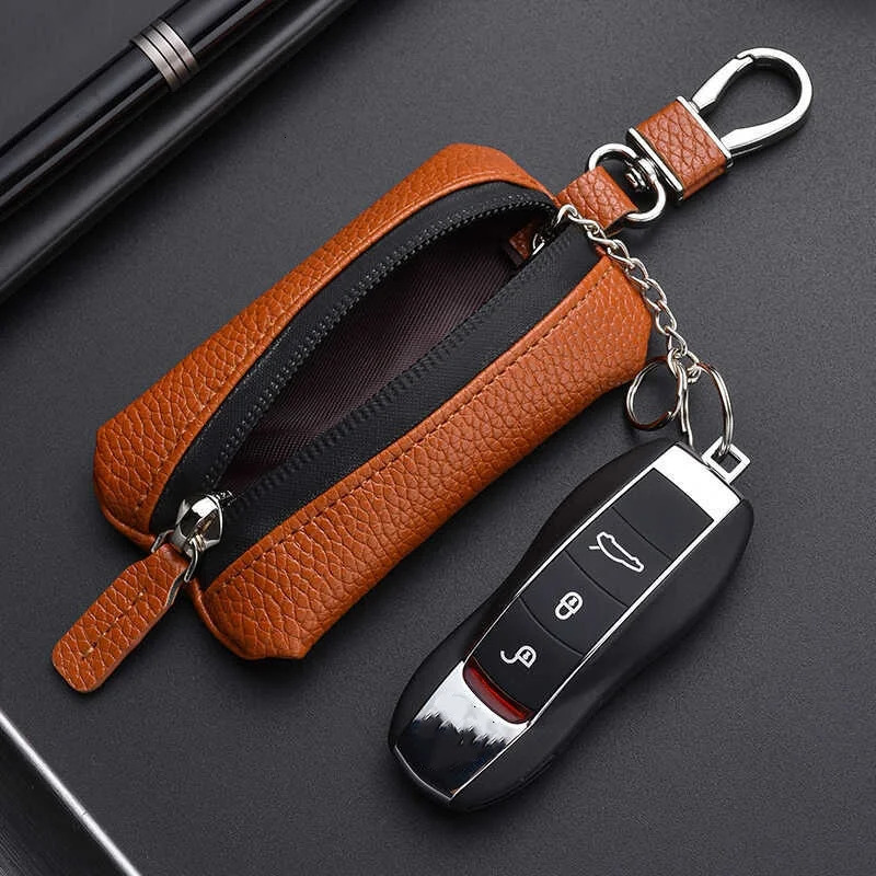 Unisex PU Leather Key Case for Car Key Wallet Pocket Key Holder Organizer Pouch Key Organizer Large Capacity Zipper Key Bag 250311