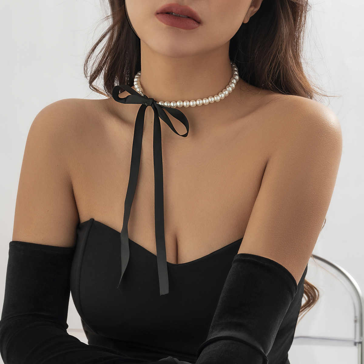 Punk Cross Necklace Exaggerated Temperament Micro-pearl Multi-layered Wear Jewelry for Women