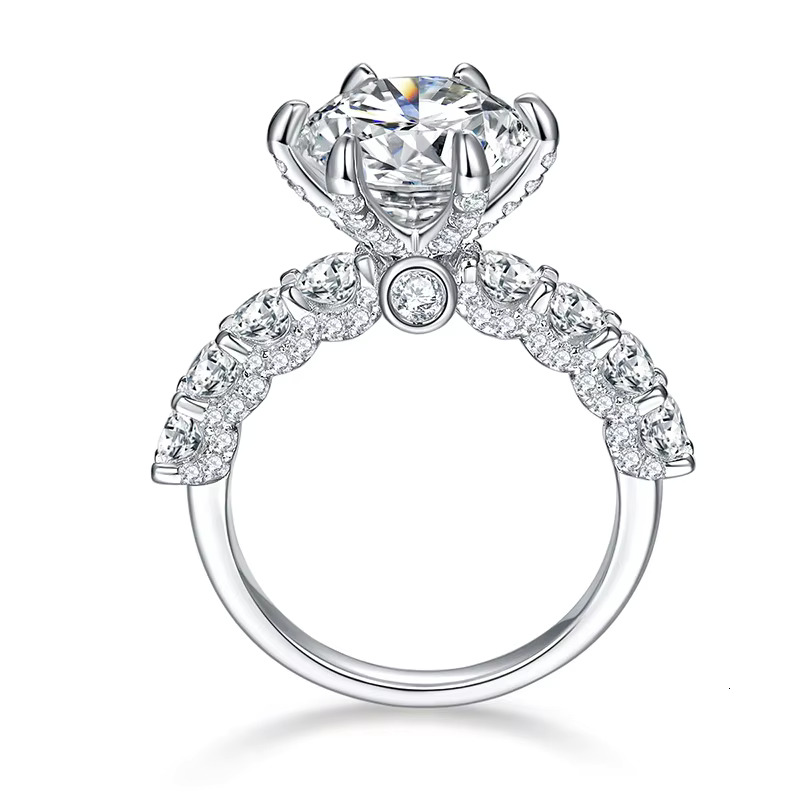 Moissanite Ring Silver VVS Handset White Moissanite Portuguese Cut Round 3ct Moissanite Engagement Ring