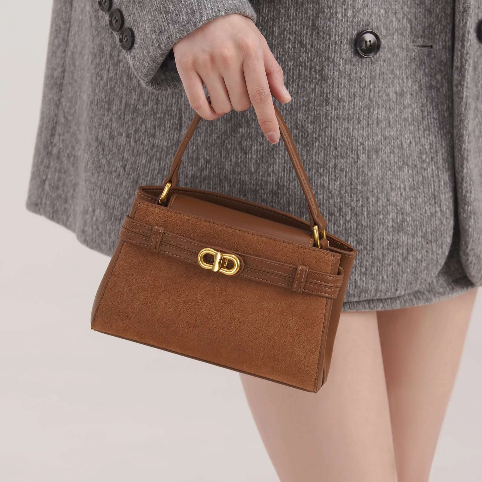 TOUTOU Temperament Melade Brown Mini Ladies Handbag Shoulder Crossbody Bag Fashionable Versatile Christmas Gift