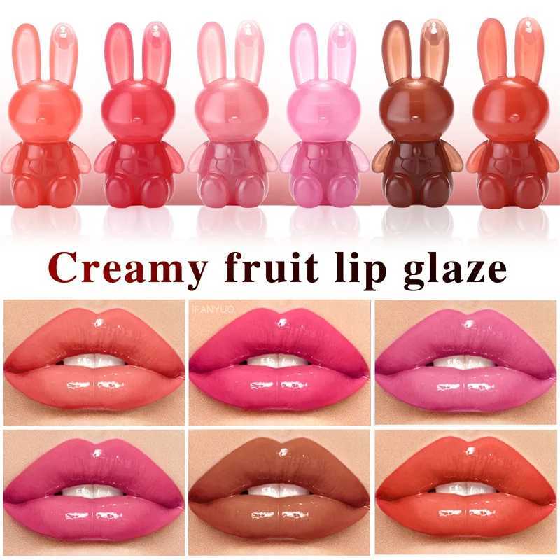 Watery Crystal Clear Jelly Rabbit Lip Gloss Long-lasting Moisturizing Smooth Shimmering Lip Hydrating Liquid Fruit Lip Tint W250312