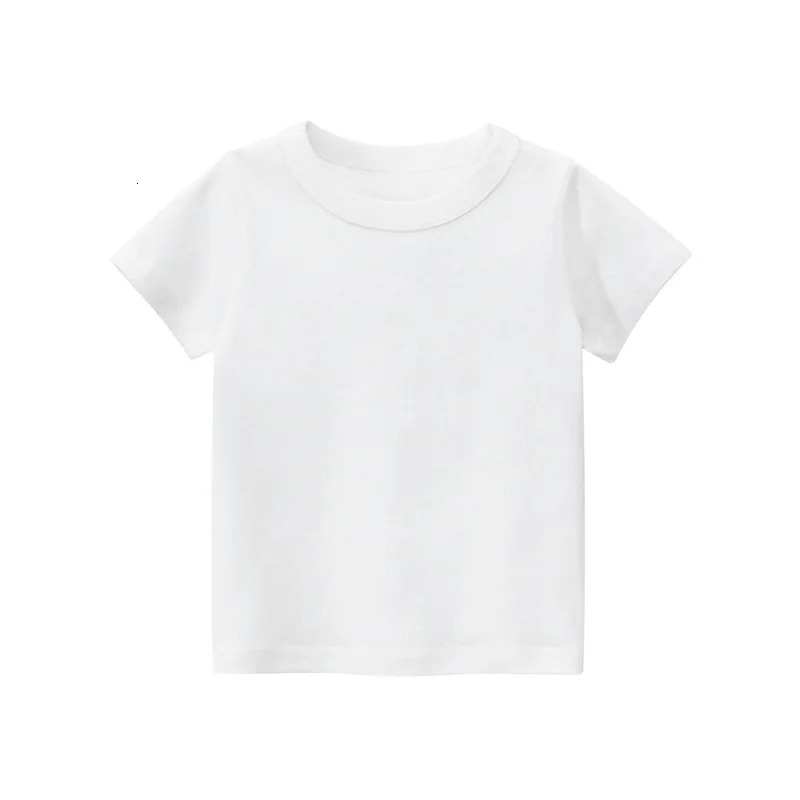 Summer Girls Boys Solid T-Shirts Clothes 100% Pure Cotton Short Sleeve Yellow Red Green Kids UnderShirt Bottomming Clothing 250311