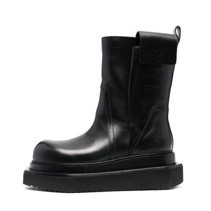 Men Platform Pocket Boot Patched Design Thick Sole Chunky Boots