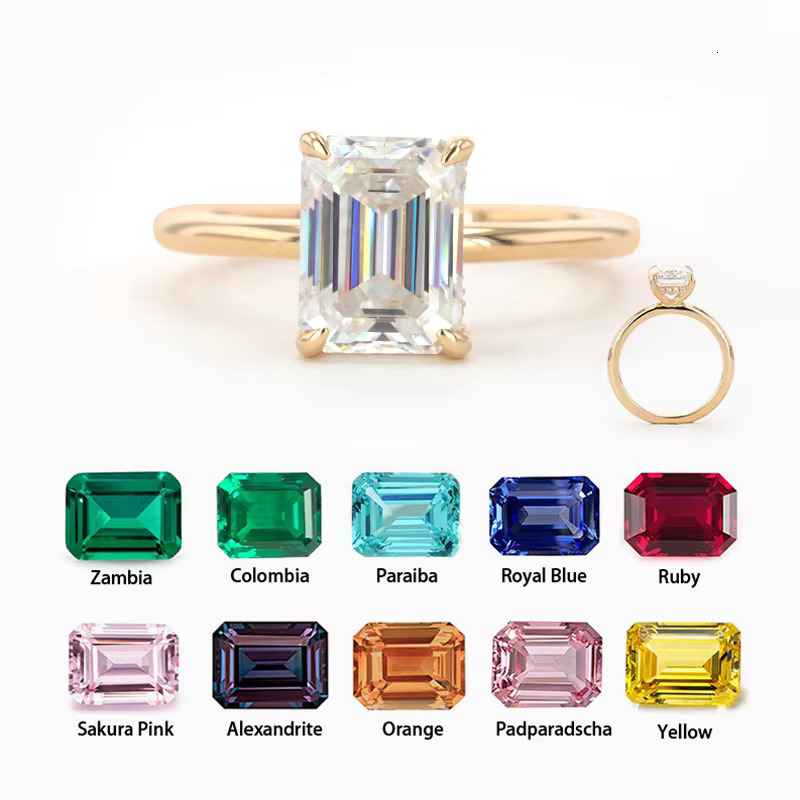 Starsgem 1CT DEF VS VVS Emerald Cut 10k 14k 18k White Rose Yellow Gold Lab Diamonds Jewelry Rings