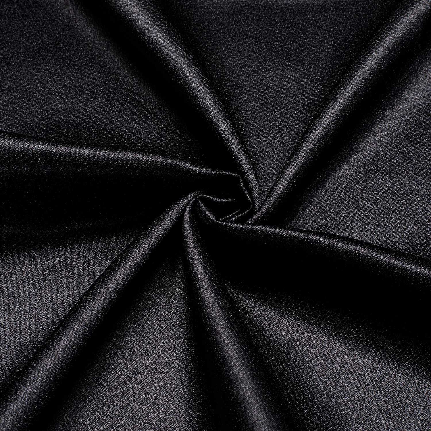 Hi Tie black solid mens long sleeved satin silk dress casual formal business shirt luxurious design mens clothing W250312