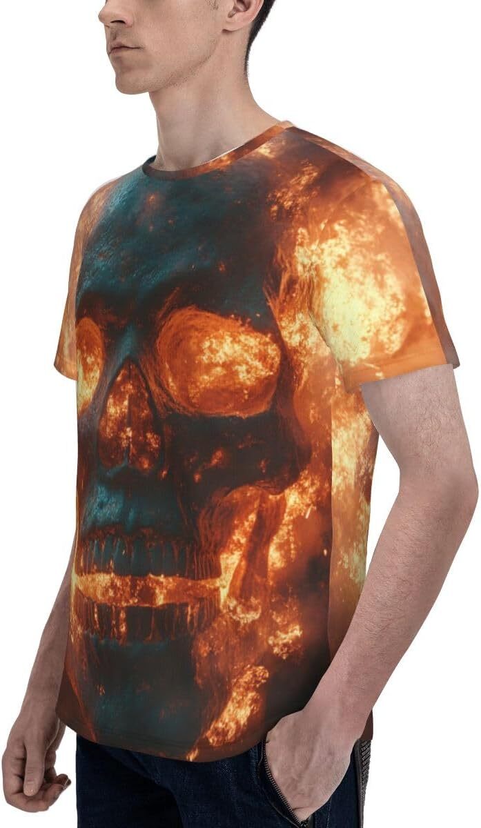 Mens T shirt Unisex Novelty Flame Skull 3D Pattern Printed T-Shirts Demon Skull Men Women Summer Casual Round Neck Tee Top tee Casual tops summer clot