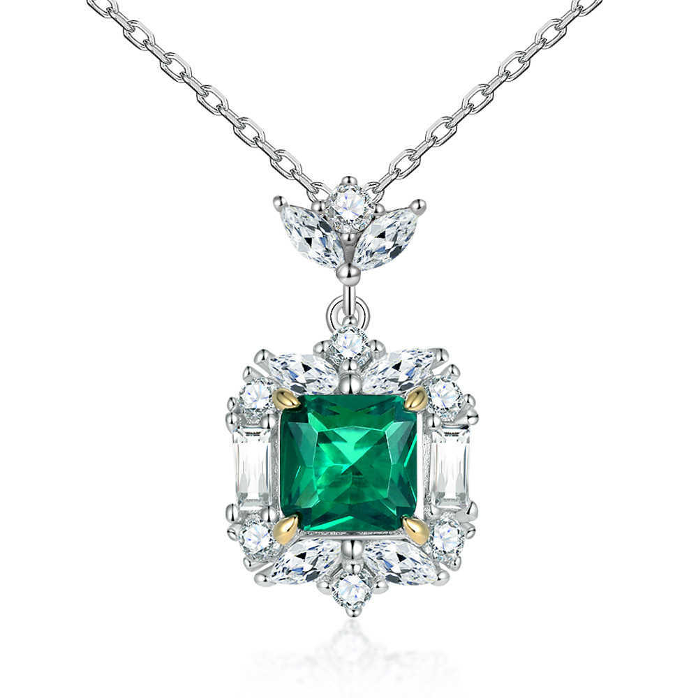 High end pure silver colorful jewelry set S925 silver ring green zircon earrings luxurious emerald necklace high-end feel W250312
