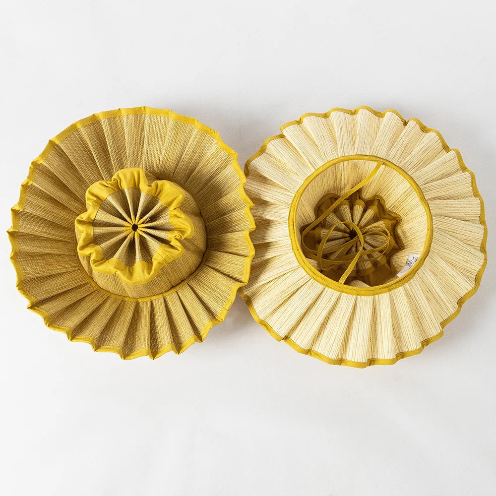 USPOP Fashionable foldable pleated straw hat with large brim waterproof Straw sun hat 2 sizes available 250310