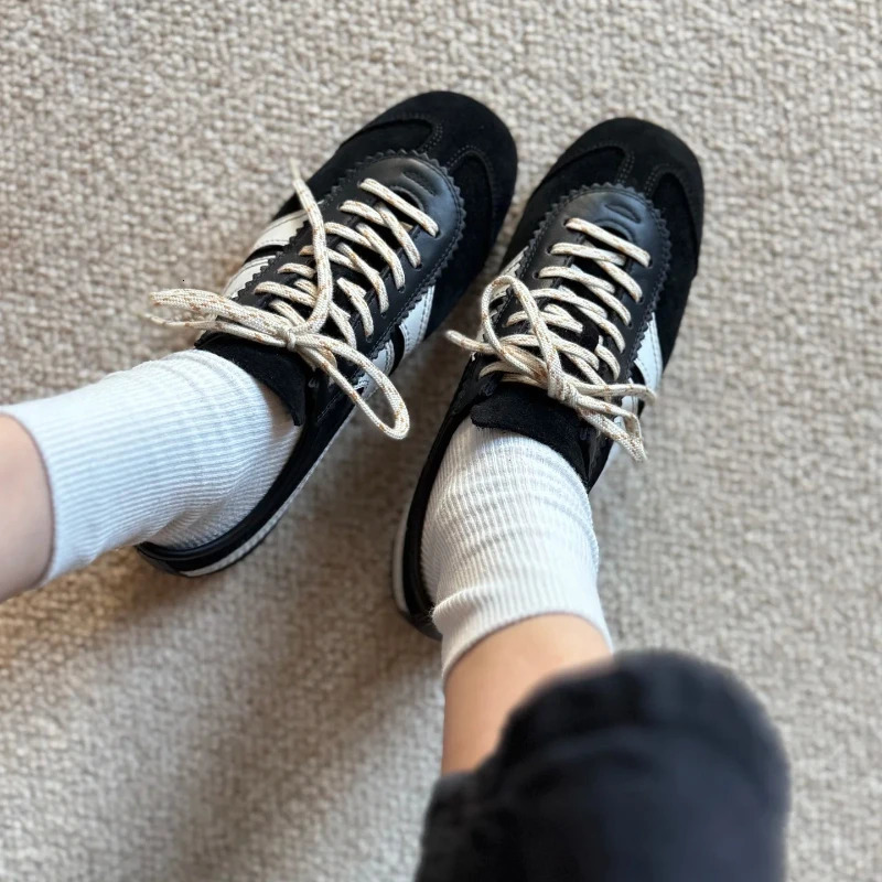 Real Leather German Training Shoes Womens Four Seasons 2025 Fashion Retro Crash Training Running Shoes Forrest Gump Shoes Women 250305