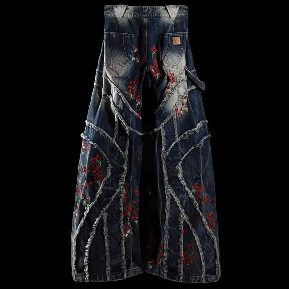 Y2k Wide Leg Street Embroidered, Brushed, Washed, Floor Mopping INS Style Jeans