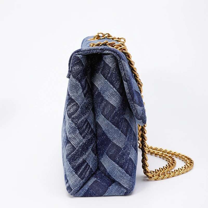 Womens Crossbody Bag Fashionable Designer Mini Handbag Single Shoulder Denim Chain Bag 2025 New Product High end Quality Small Square Bag Casual Walle