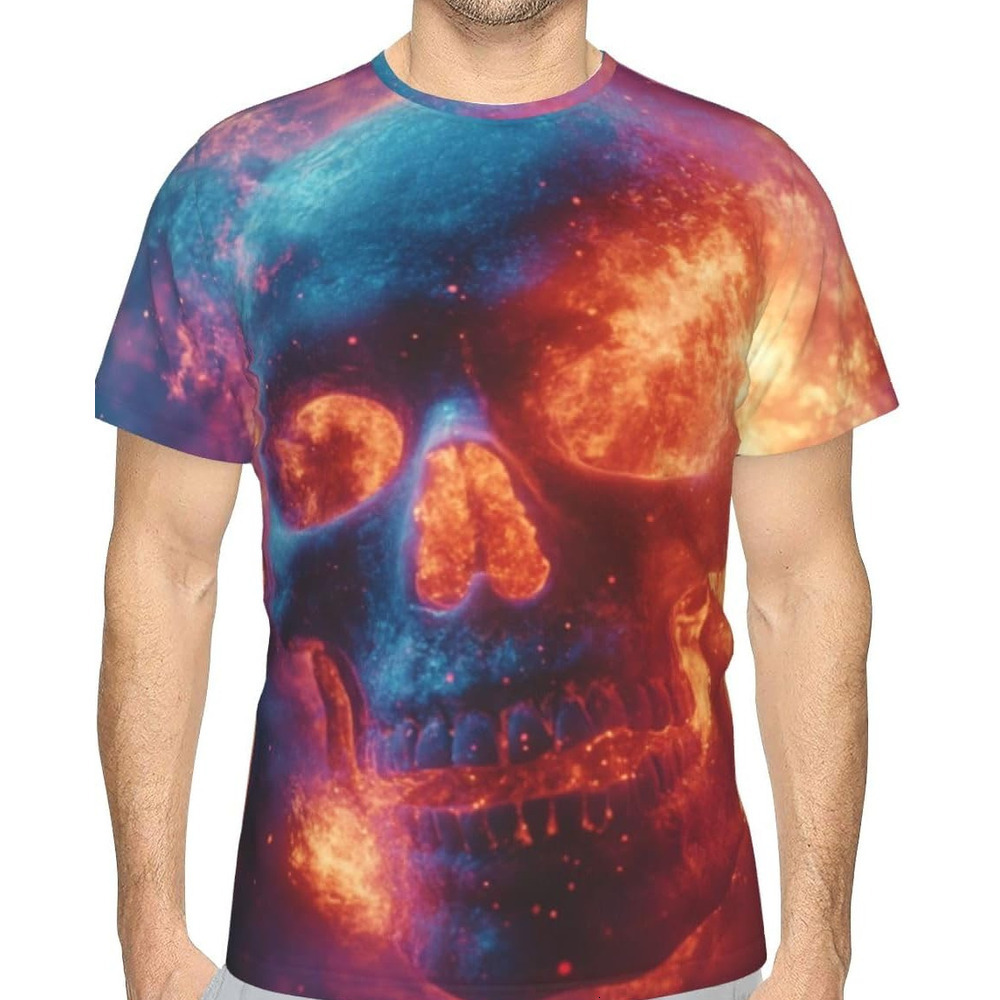 Mens T shirt Flame Skull 3D Pattern Printed Unisex T-Shirts Novelty Burning Skull Graphic Men Women Short Sleeves Top tee Casual tops summer clothes