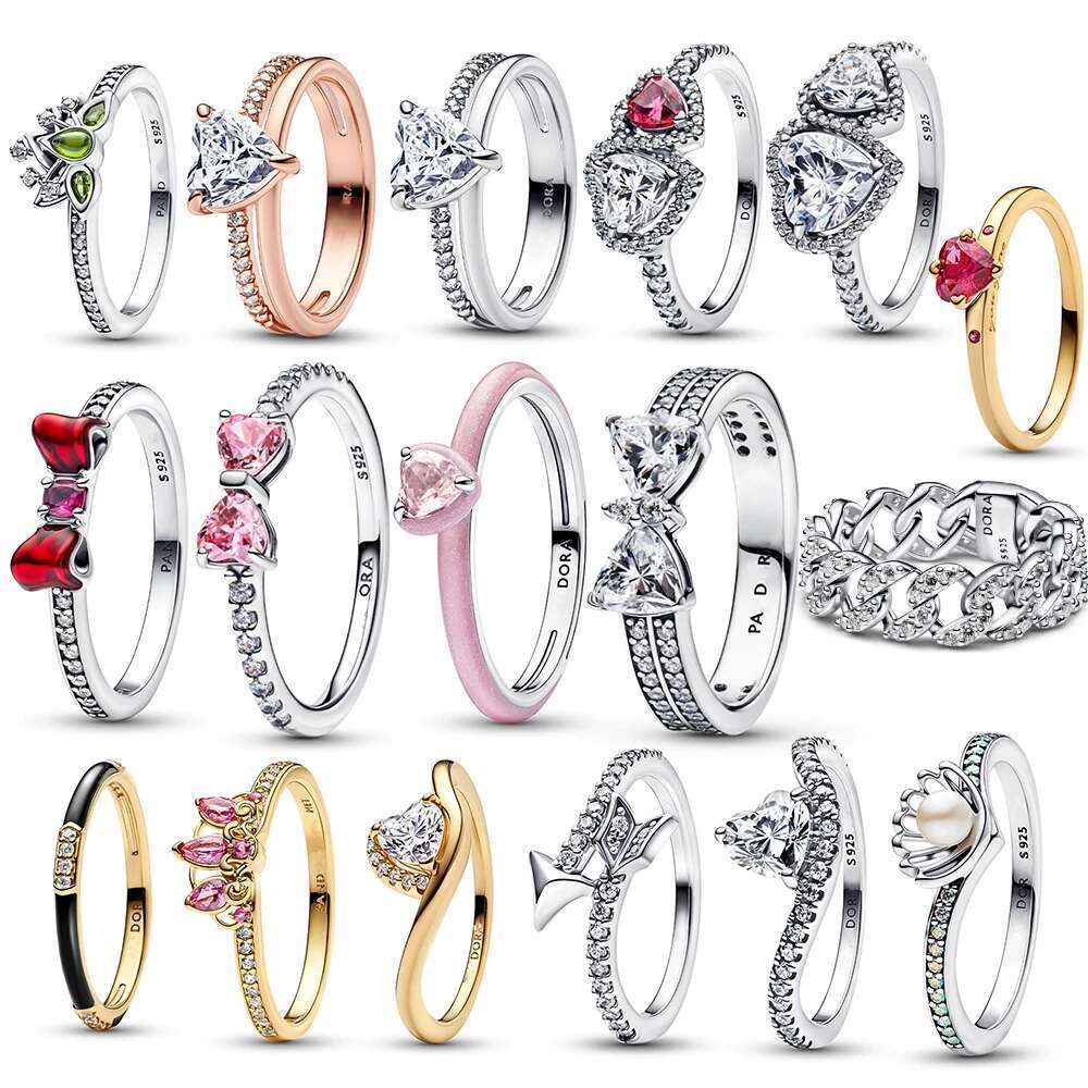 2025 New S925 Snake Jewelry Sterling Silver Princess Bow Heart Ring Women's Fashion Exquisite Gift Free Shipping