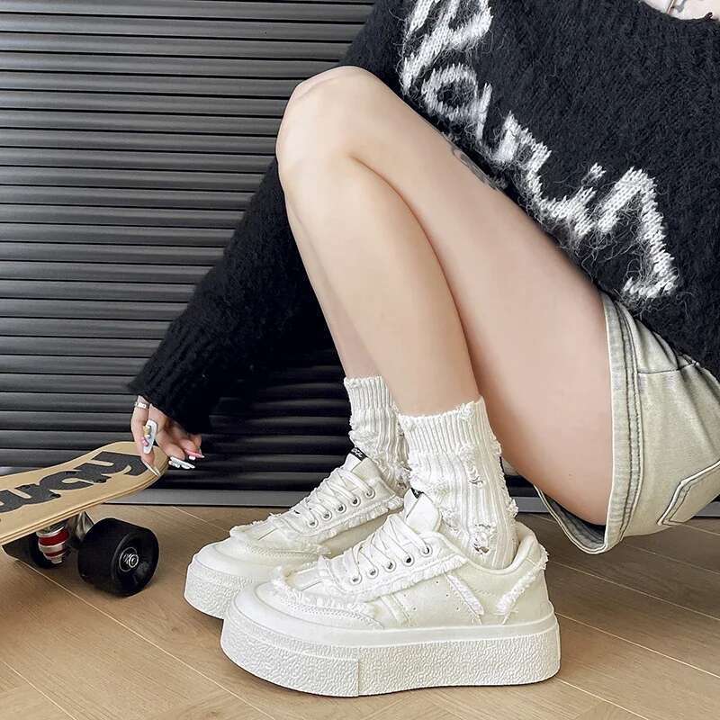 Casual Student Autumn Canvas Women's Thick-soled Trendy Sports Women Shoes