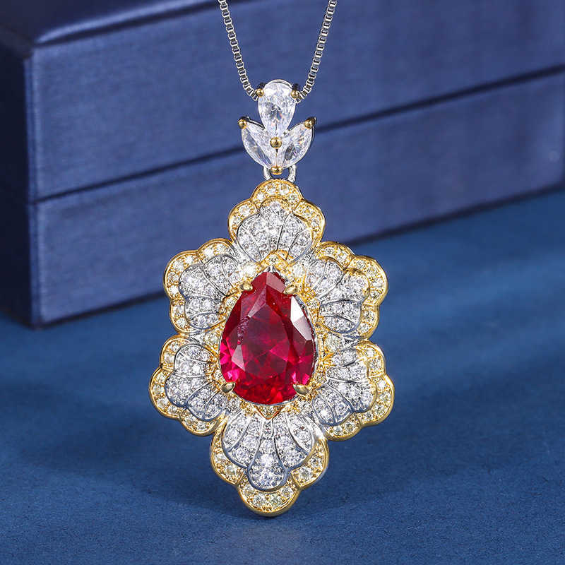 Zhuangsheng Copper Bottom Plated Gold Wind Simulation Color Treasure Set Creative Flower Shaped Full Diamond Luxury Set Main 10 * 14 W250312