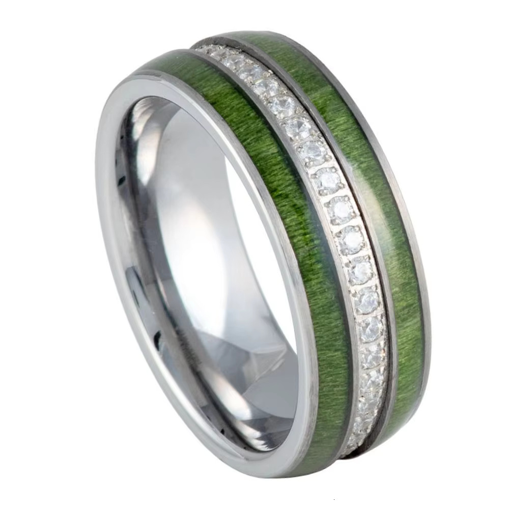 Luxury Wholesale Price Matted 18K Gold Plated Cz Inlay Diamond Tungsten Men Ring Wedding Band Men Jewelry