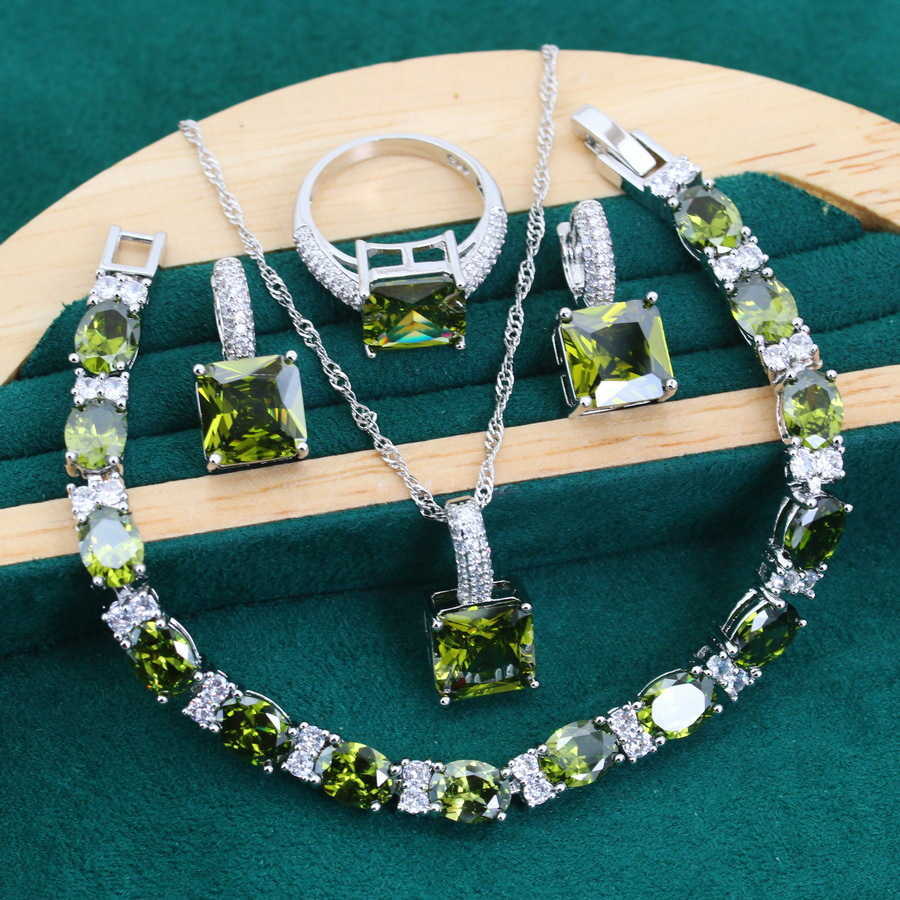 Fashionable and luxurious blue square zircon inlaid jewelry earrings rings bracelets necklaces Mothers Day gifts W250312