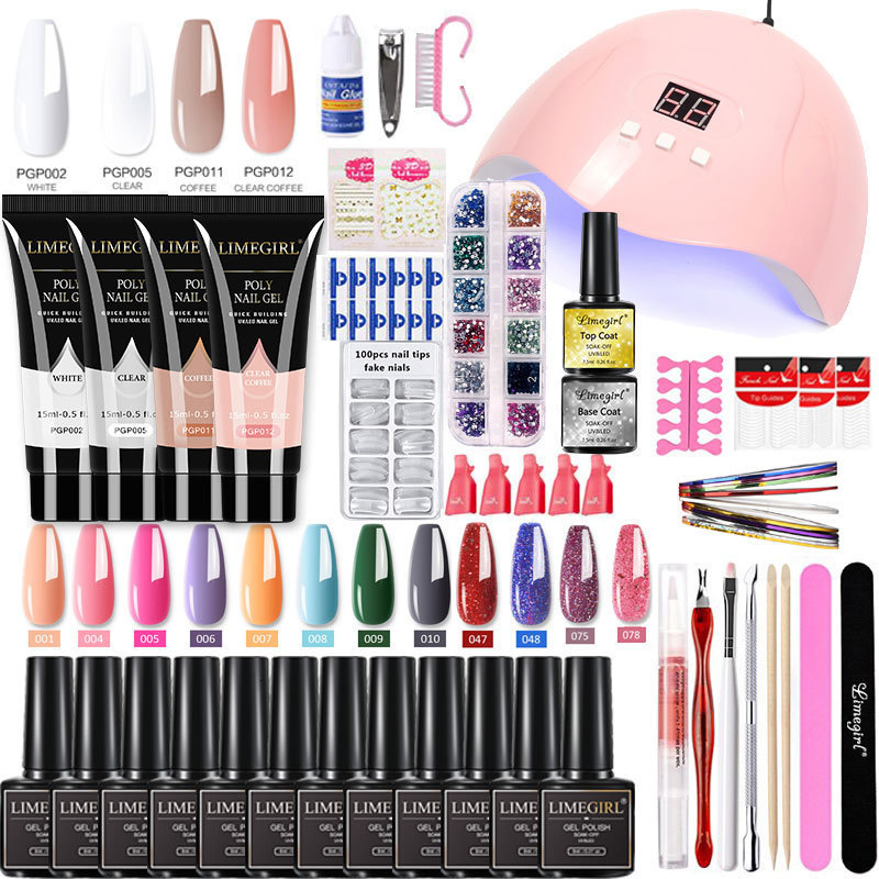 Nail Art Kits Manicure Set Poly Extension Kit Gel Nails Complete For Semi Permanent UV Varnish Tools Sets 231013