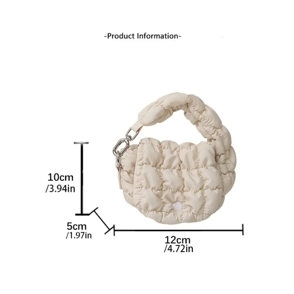 Fashion Solid Color Cloud Pleated Coin Purse Quilted Sling Bag Pendant Korean Style Mini Handbag Small Wallet Outdoor 250311
