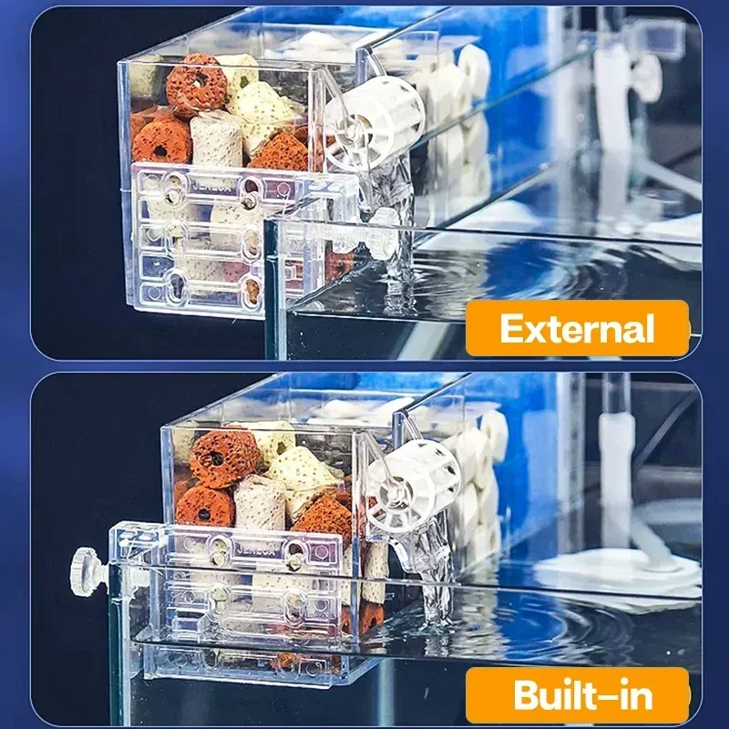 220V Aquarium Filter Wall Mounted Top Filter Waterfall Roller Circulation Water Filtration Fish Tank Skimmer Accessories