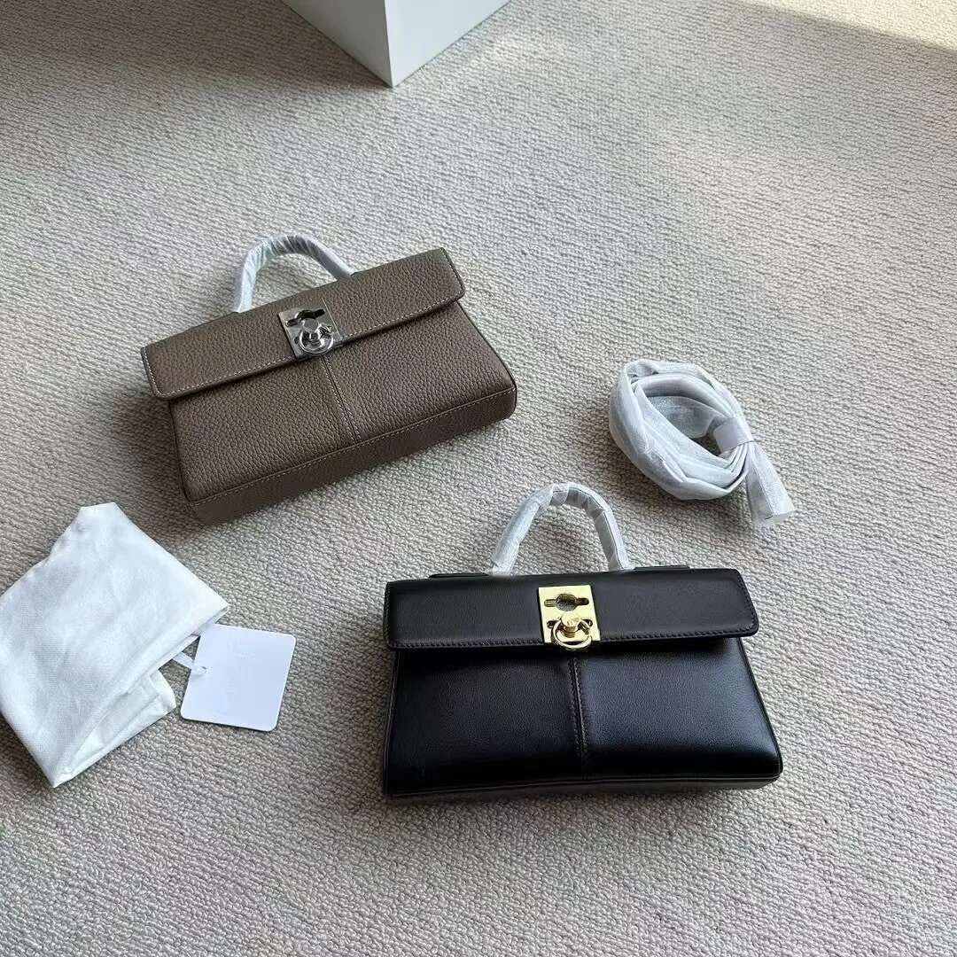 Women's Niche Cowhide Square Stance Briefcase Fashion Commuter Business Shoulder Crossbody Bag