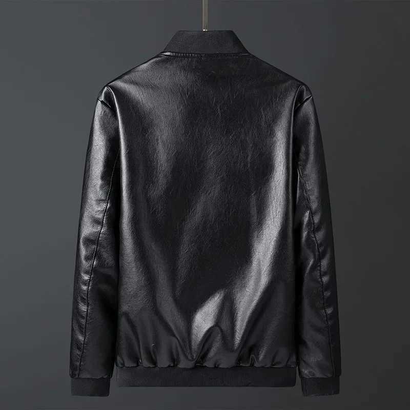 Plus Size 8XL Men Leather Jacket Simple Fashion Leather Man Leather Coat Trend Casual Slim Fit Male Clothing Casual StreetwearT250311