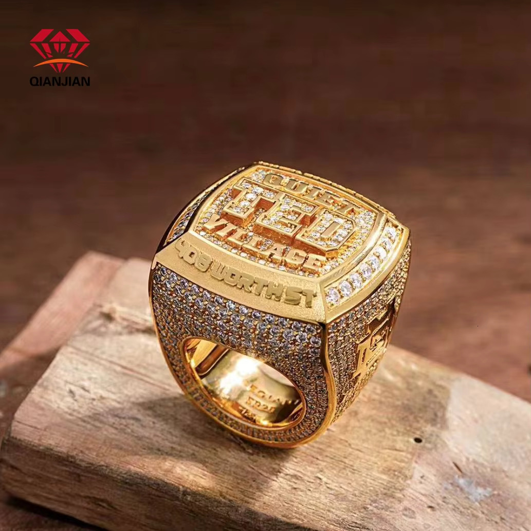Fine Jewelry Mossanite Iced Out Gold Plated 925 Sterling Silver Hot Style VVS Moissanite Diamond Rings With GRA Certificate