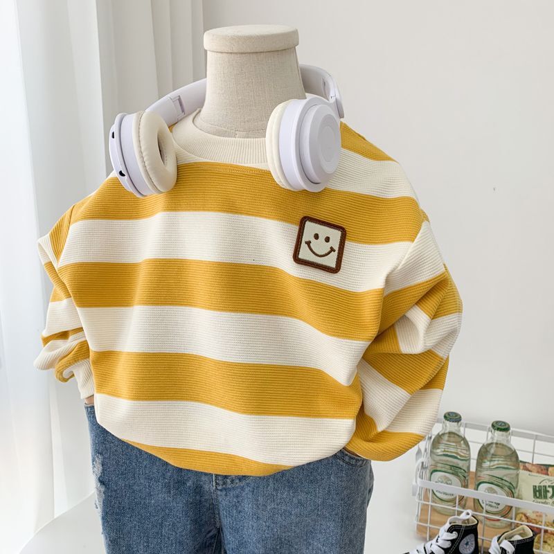 Ddmyshoesvip Boys Hoodie Autumn New Clothing Children S Baby Western Style Striped Top Round Neck Pullover