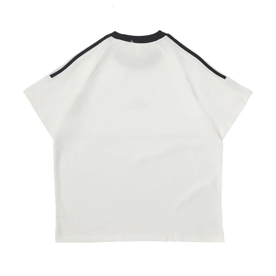 Retro contrasting striped patchwork Tshirt mens casual loose cotton top short sleeved couple oversized 5 colors 250312