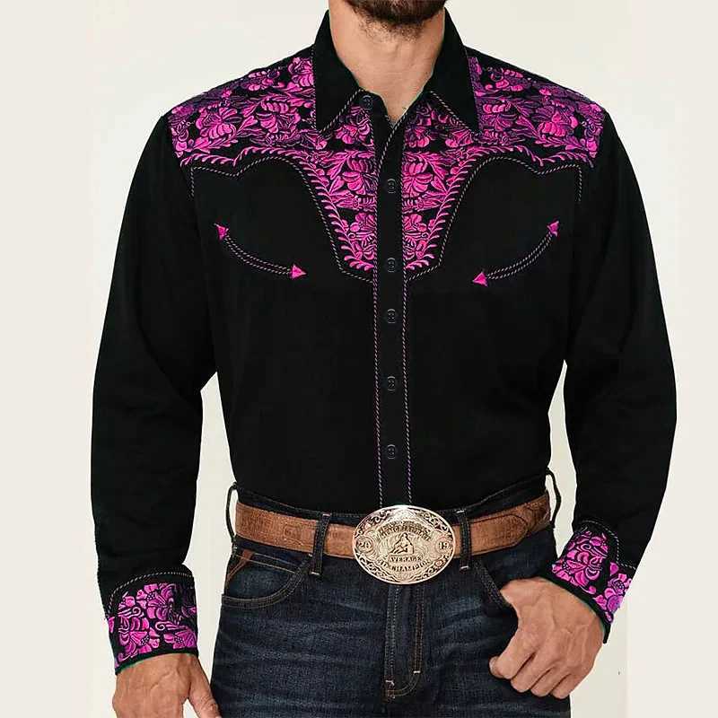 2024 New Luxury Social Mens Shirt with Collar and Button Down Casual Western Printed Top Mens Ball Cardigan W250312