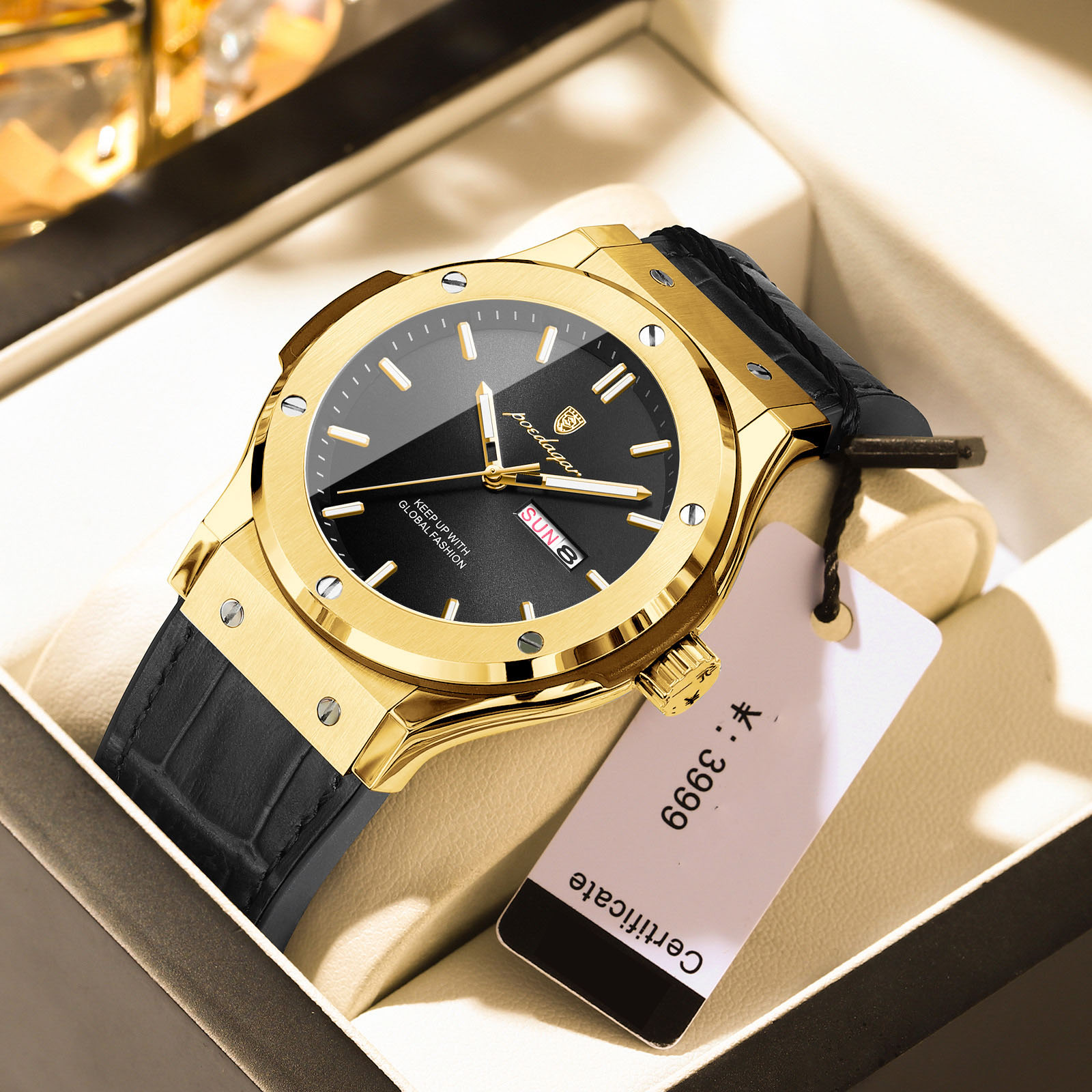 Stylish Mens Waterproof Luminous Luxury Quartz Watch Sleek Design Durable Construction Perfect for Everyday Wear and Special Occasions