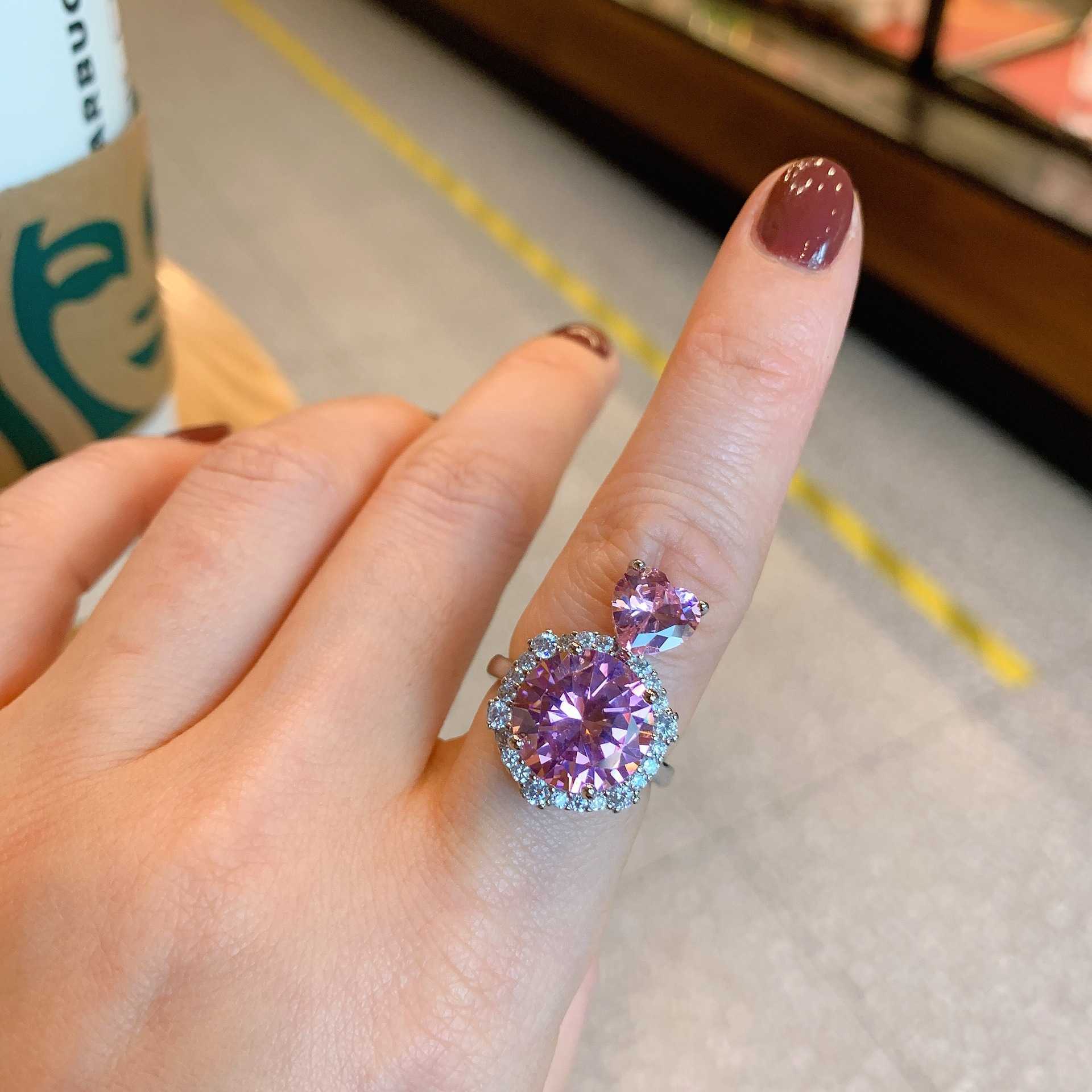 Minimalist yellow diamond jewelry earring set pink diamond micro inlaid diamond exaggerated earring set for women W250312