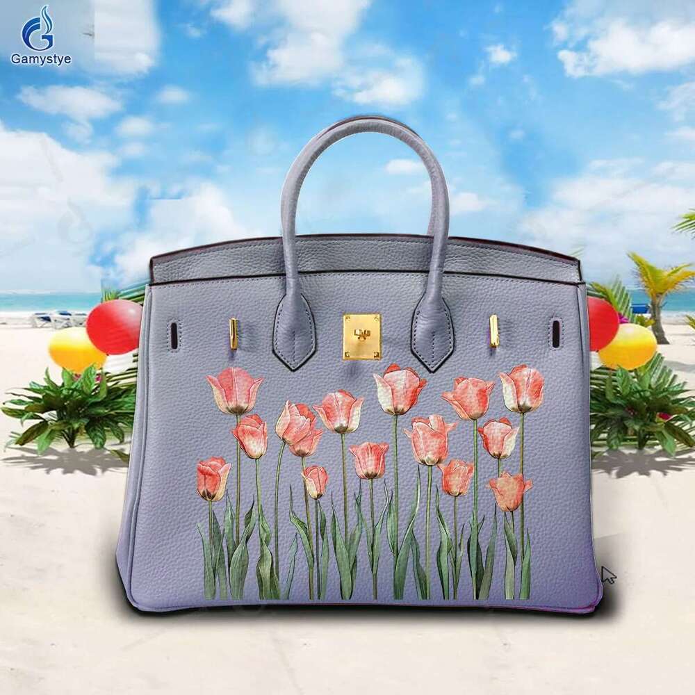 Printed Customize Art Bags Designer Totes Women Purses and Handbag wers Lychee Pattern 100% Real Cowhide Leather Big Capaci