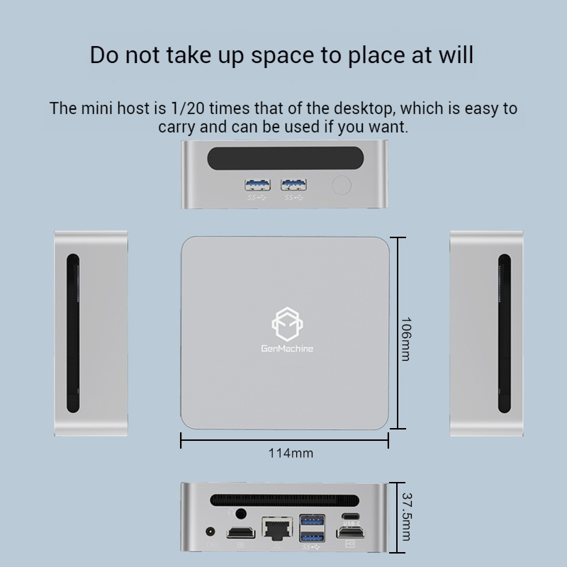 2025 GenMachine New Mini PC AMD Ryzen5 4500U AMD GPU Windows 11 DDR4 16GB+512GB SSD Wifi6 BT5.2 HD Pc Gamer Computer