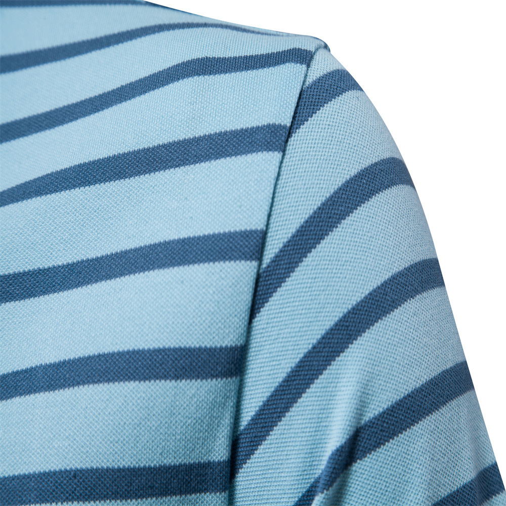 2025 Spring/Summer New European Stripe Short Sleeve t shirt Fashion Casual Men's Polo Collar Cotton Top tracksuit