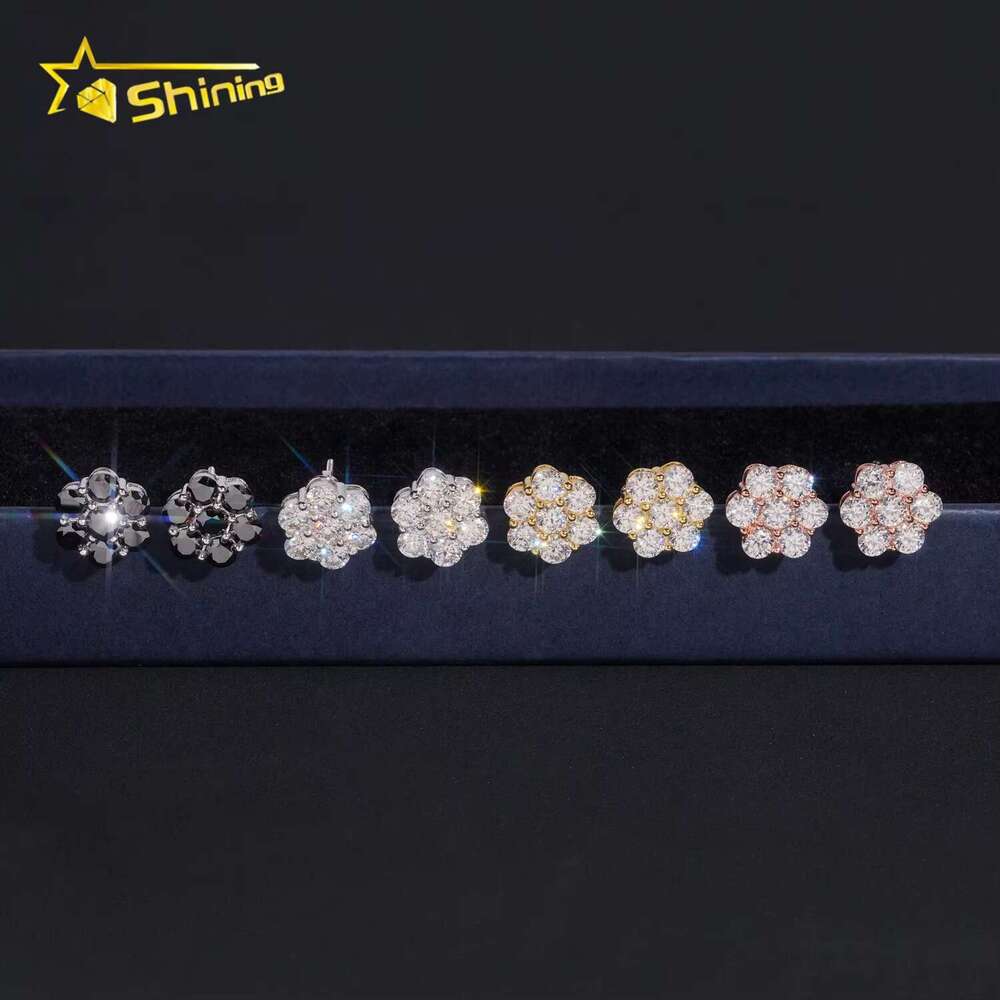 Hip hop accessory multi size pure sier wer cluster pyroxene earrings