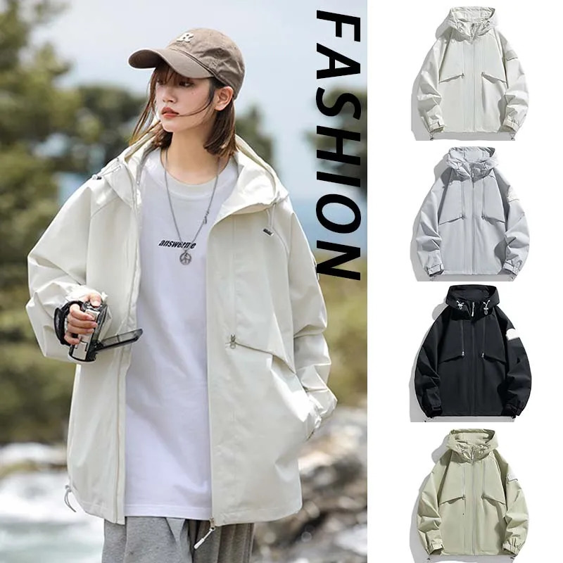 Women Spring Autumn Waterproof Hiking Jackets Men Outdoor Camping Trekking Fashion Hooded Windproof Windbreaker Rain 250312