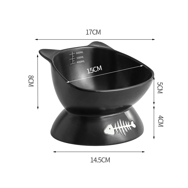 New Arrival Large Caliber Dog or Cat Bowl Drinking Water Food StuffHigh Feet Tableware Pet Product Ceramic Black White Ear Styling 1Pc