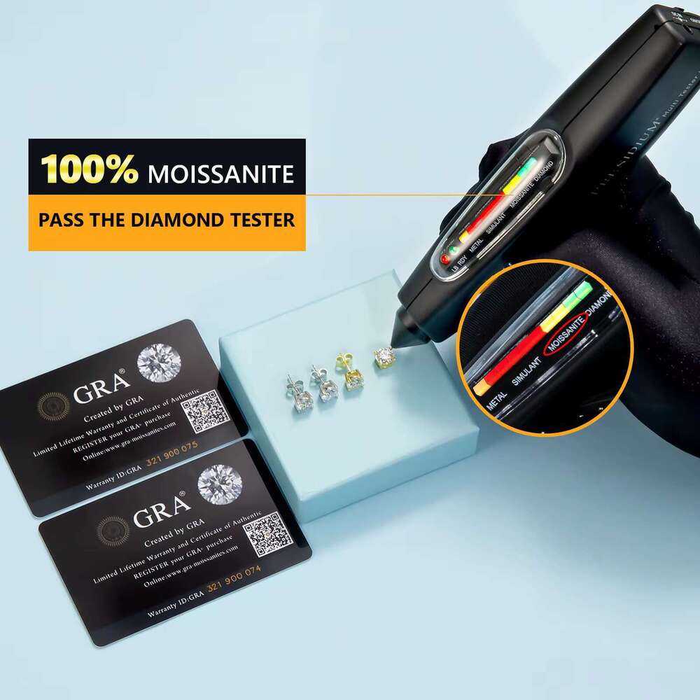 Cluster wer VVS Mossanite stud men's Hiphop pure sier women's jewelry Moissanite earrings with GRA certificate