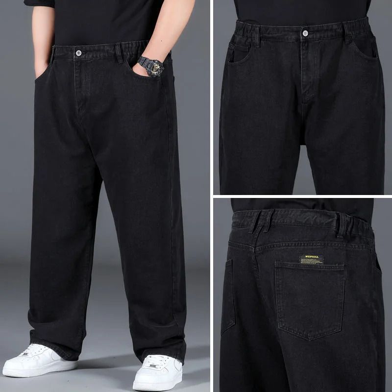 10XL Oversized Baggy Jeans Mens Cotton Denim Pants Casual Streetwear Elastic Waist Breathable Loose Trousers Plus Size 44 48 250311