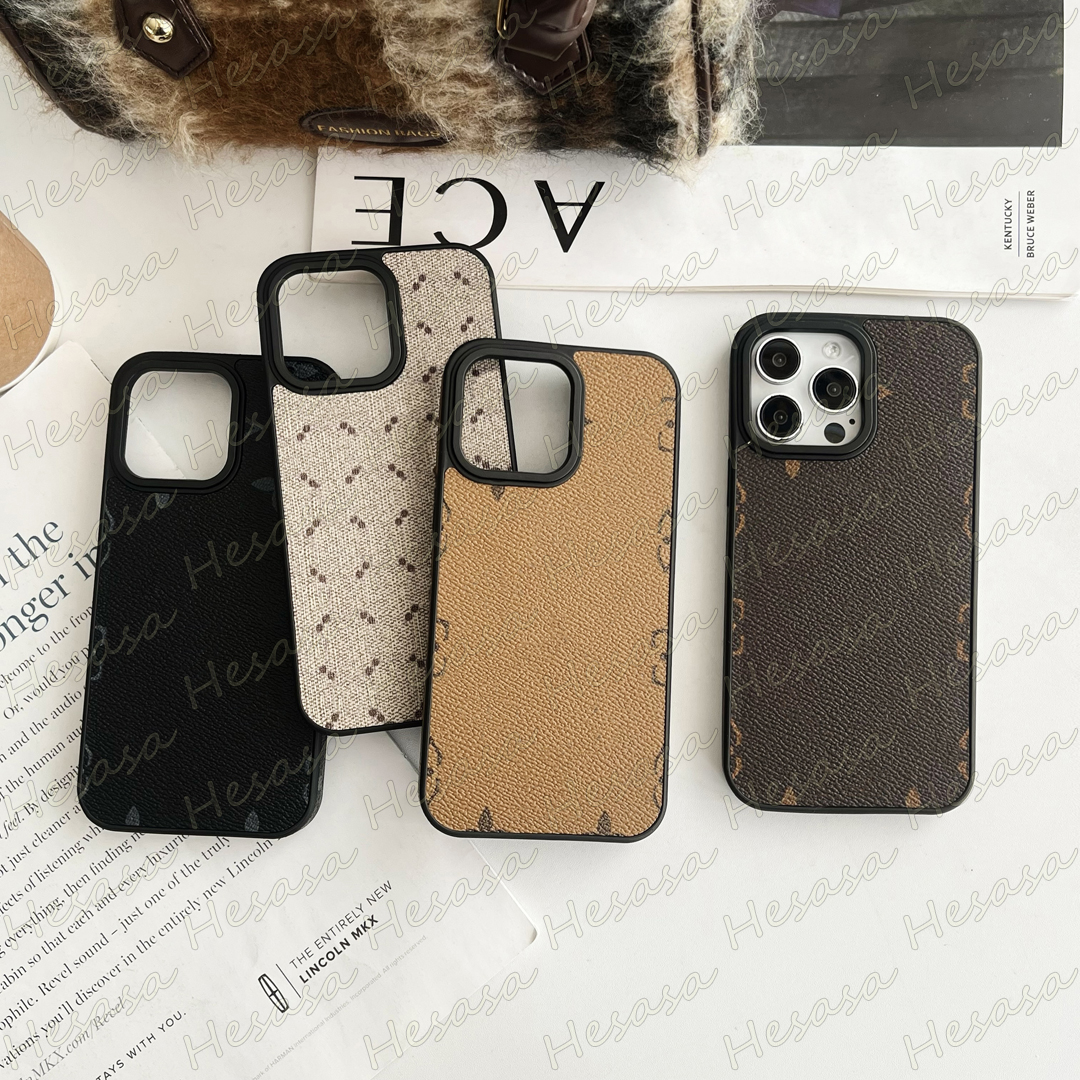 Luxury Bumper Coque Phone Case for iPhone 16 Plus 15 14 13 12 Pro Max Designer Flower Letter Print Full Leather Protection Cellphone Cover 16pro 15pro 14pro 13pro 12pro