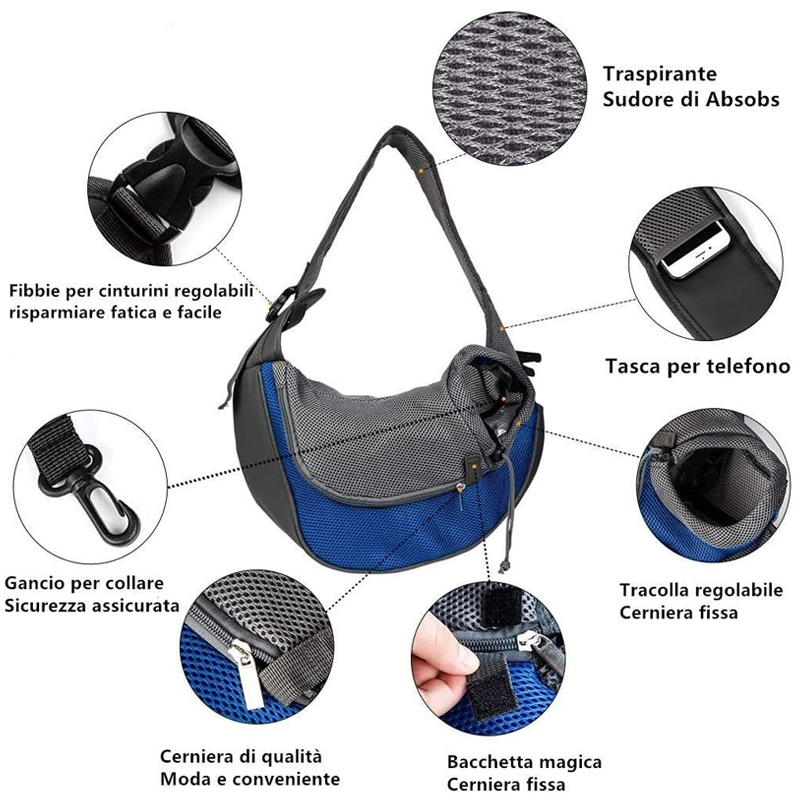 Reflective Breathable Mesh Pet Bag Portable Cat Puppy Crossbody Shoulder Bag Travel Safe and Comfortable for Outgoing Pets