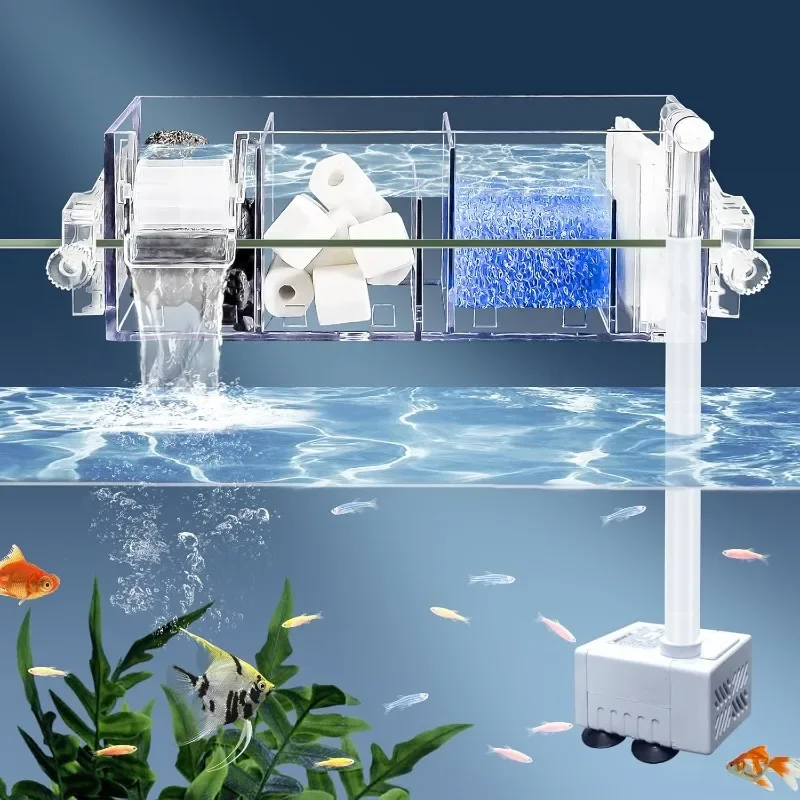 220V Aquarium Filter Wall Mounted Top Filter Waterfall Roller Circulation Water Filtration Fish Tank Skimmer Accessories