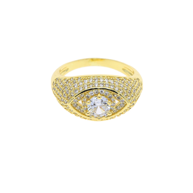 Hip Hop Casting Eye Rings Bling Full 5A Zircons Jewelry Real Gold Plated Cool Men Gift