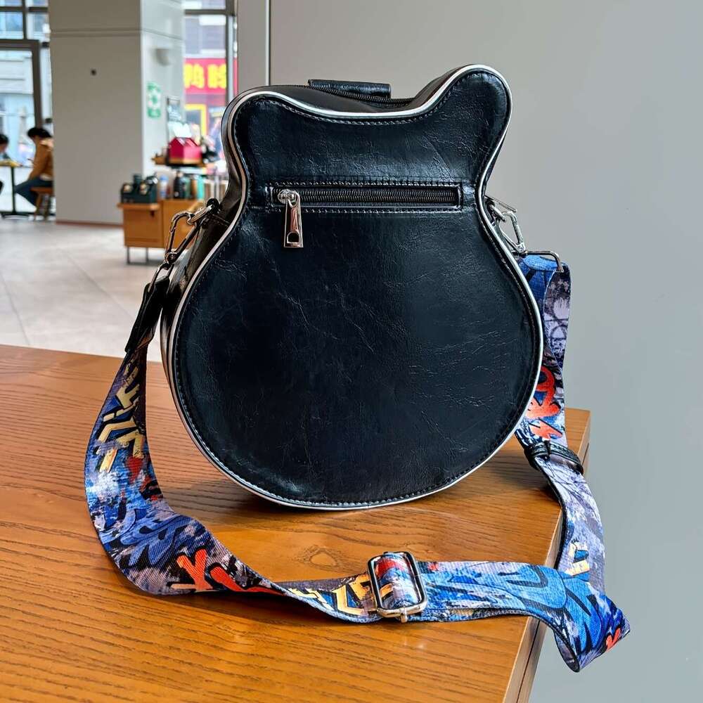 2024 Niche Guitar Shaped Y2K Style Novelty Crossbody Bag, Rivets Decor Trendy Shoulder Bag