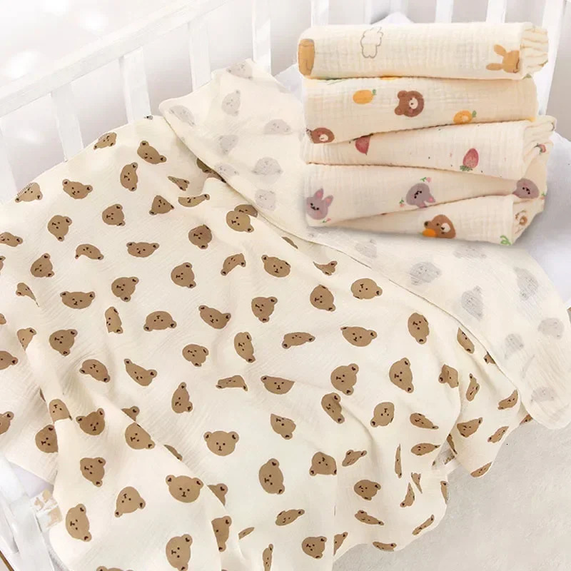 Baby Receive Blanket for born Cotton Muslin Cover Swaddle Bedding Infant Bath Towel Items Mother Kids Stuff 80cm 250304