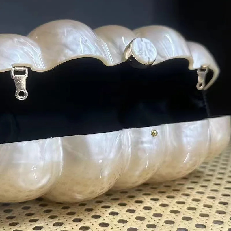 Beige Shell Womens Shoulder Messenger Marble Acrylic Luggage Evening Womens Mini Summer Wedding Handbag and Wallet 250311