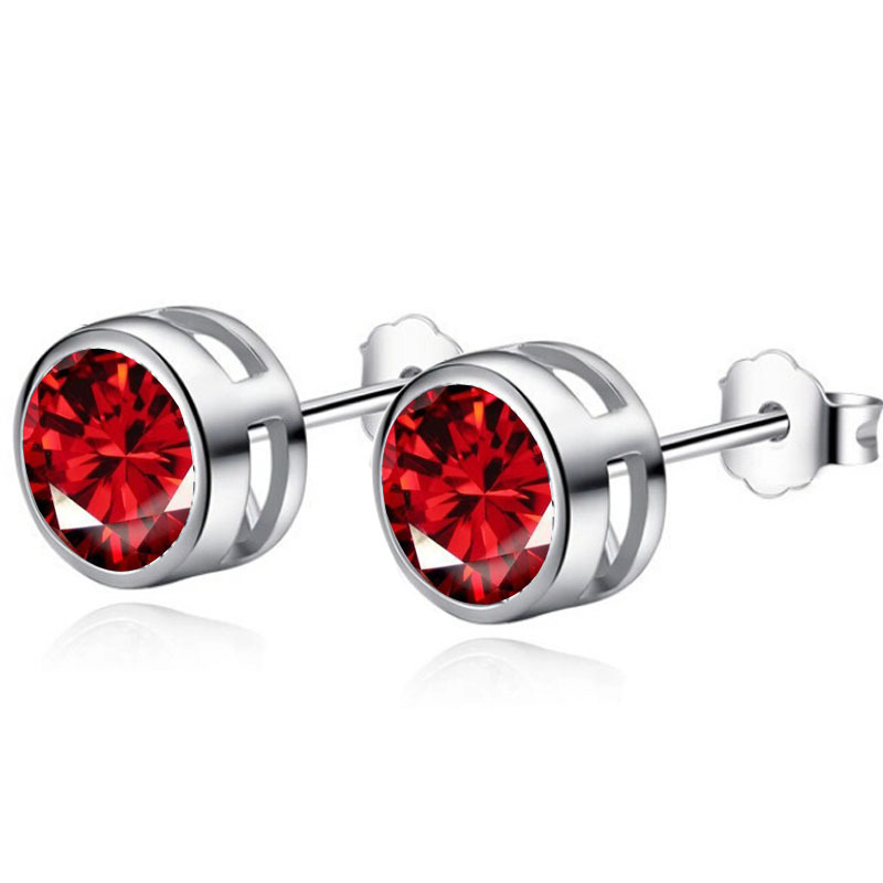 Choucong Simple Fashion Stud Earrings Elegant Solitaire Round 5A Cubic Zircon CZ Diamond Women Jewelry 925 Sterling Silver Party Female Mother Day Gif